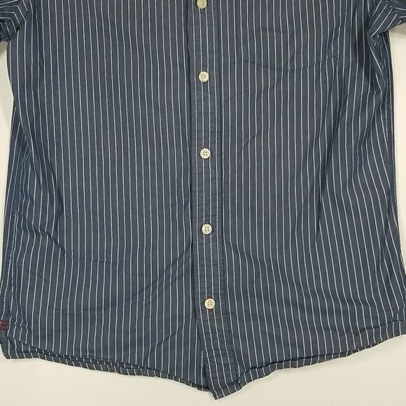 DH3 Shirt Men's Small Long Sleeve Blue White Strip Button Down 100% Cotton - Picture 3 of 11